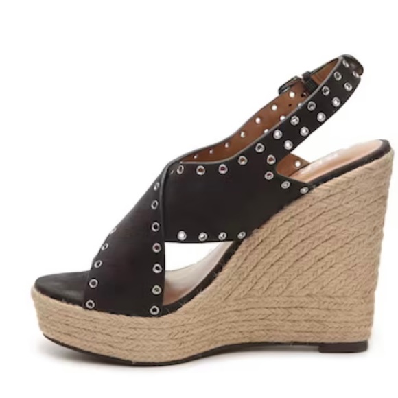 NWOT REPORT Dark Gray Suede Tan Wedges Women’s Size 10 - Picture 4 of 11